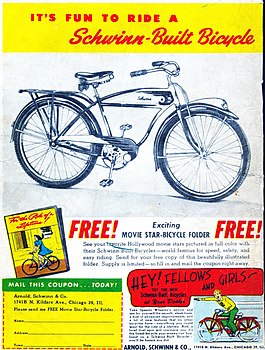 Реклама за амерички бицикл „Швин” (САД, 1946)