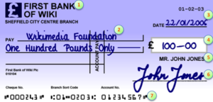 Parts of a cheque based on a UK example drawee...