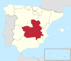 Vị trí của Castile-La Mancha trong Tây Ban Nha
