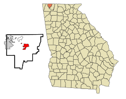 Расположение в округе Катуса и штате Джорджия