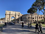 View of the Arch of Constantine and Colosseum