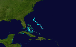 Trajectoire de Danny comme tempête tropicale