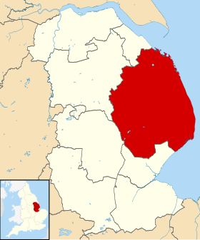 Pozicija East Lindseya na karti Grofovije Lincolnshire