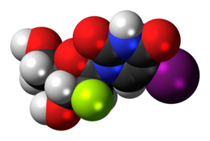 Space-filling model of the fialuridine molecul...