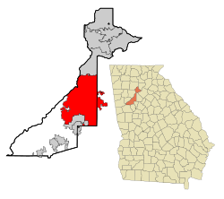 Location in Fulton and DeKalb counties and the state of Georgia