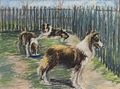 Hilda Ward, The Kennels — Câinii, pastel, 1910