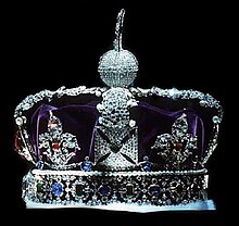 The British Imperial State Crown viewed from the side with the front facing left (the Black Prince's Ruby, and the Cullinan II are just visible in profile). Imperial State Crown2.JPG