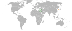 Карта с указанием местоположения Израиля и Южной Кореи