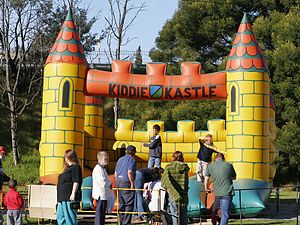 An inflatable castle type of moonwalk.