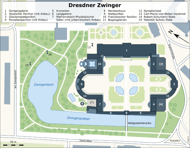 Karte des Dresdner Zwingers