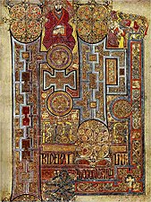 This page (folio 292r) of the Book of Kells contains the lavishly decorated text that opens the Gospel of John.