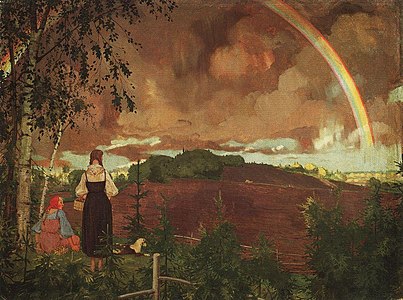 Two peasant girls and a rainbow