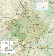 Топографічна мапа Косова