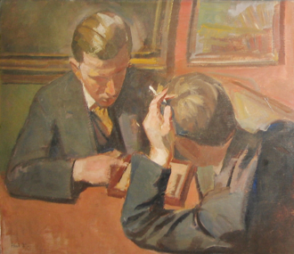 To herrer ved et bord, 1927