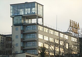 Lumafabriken i Hammarby sjöstad, fasad mot norr.