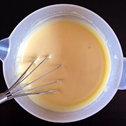 Mixture is whipped into a custard