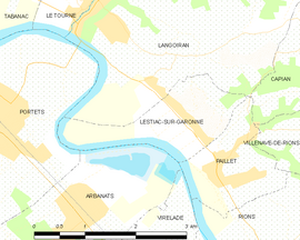 Mapa obce Lestiac-sur-Garonne
