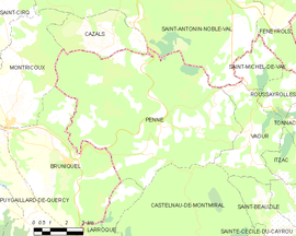 Mapa obce Penne