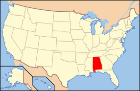 Map of USA with Alabama highlighted