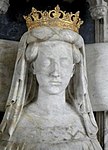 Öppen krona på gravmonumentet över drottning Margareta av Danmark, Norge och Sverige i Roskilde domkyrka.