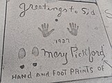 Mary Pickford's handprints and footprints