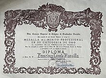 Medalla al Merito Profesional de D. Francisco Lorente Mansilla