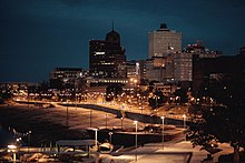 The downtown skyline at night in 2015 Memphis Skyline at Night January 2015.jpg