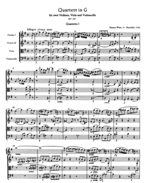 Beginning of Mozart's String Quartet No. 14, K...