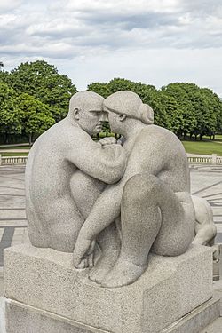 Sitting man and woman, their foreheads touching (1916)
