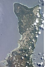 El nord de Guam vist des de l'espai.