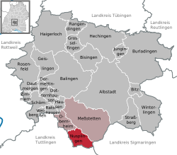 Elhelyezkedése Baden-Württemberg térképén