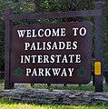 Welcome sign on the Palisades Interstate Parkway