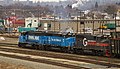 MEC locomotives with PAR Phase I" and Guilford Rail System Phase III liveries at Rigby Yard, 2009