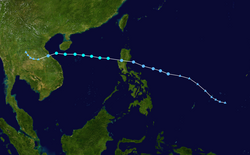 熱帶風暴楊柳的路徑圖