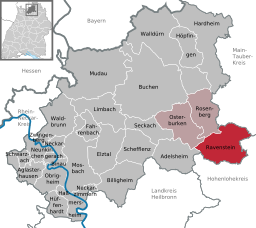 Läget för Ravenstein i Neckar-Odenwald-Kreis
