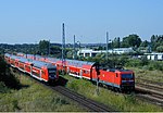 Push-pull train of the Rostock S-Bahn (right) in Warnemünde Werft