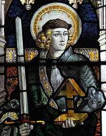 Saint Alban is venerated as the first-recorded British Christian martyr Saint Alban (cropped).jpg