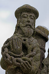 Joseph of Arimathea holds the crown of thorns at the "Mise au tombeau"