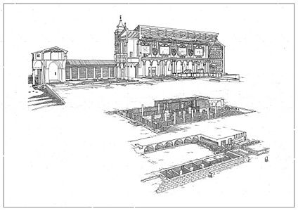 Esquema dos três edifícios sobrepostos.