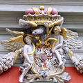 Wappen von Johann III. Sobieski, das die Königliche Kapelle in Danzig mit Vytis (Pogonia) krönt