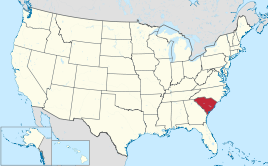 Karte der USA, South Carolina hervorgehoben
