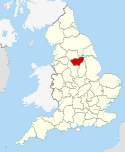 Location map of South Yorkshire.