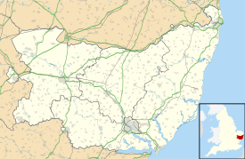 Mapa de Suffolk e da sua localização no Reino Unido