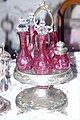 Victorian cruet set on a cruet stand.