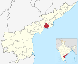 Länsi-Godavarin piirikunta Andhra Pradeshin kartalla.