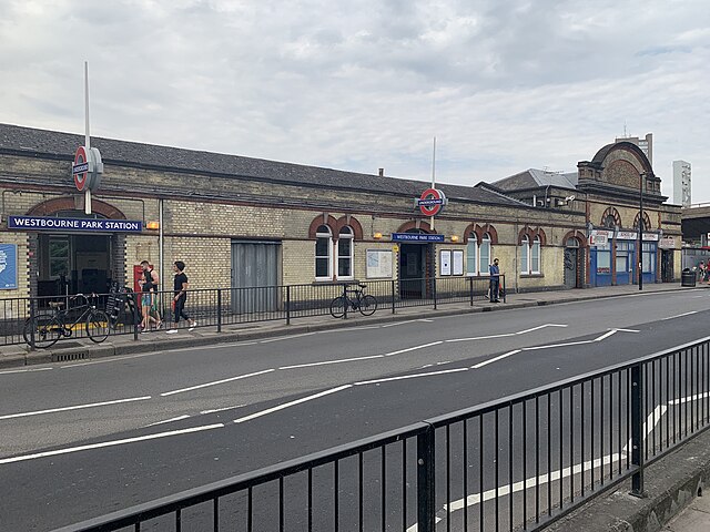 Westbourne Park tube station building in 2020