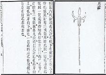 Uma lança de fogo publicada no Wubei Zhi.