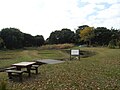 自然生態園。田園風景を再現したエリア。西淡水池から小川が流れている