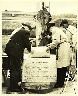 Laying of the 1955 cornerstone.