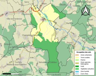 Carte en couleurs présentant l'occupation des sols.